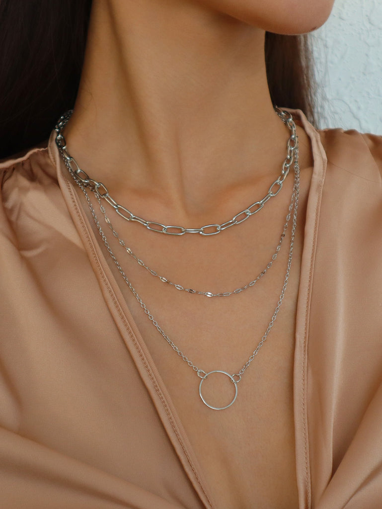 Circle Charm Layered Necklace