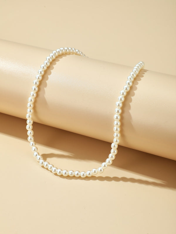 Faux Pearl Beaded Necklace