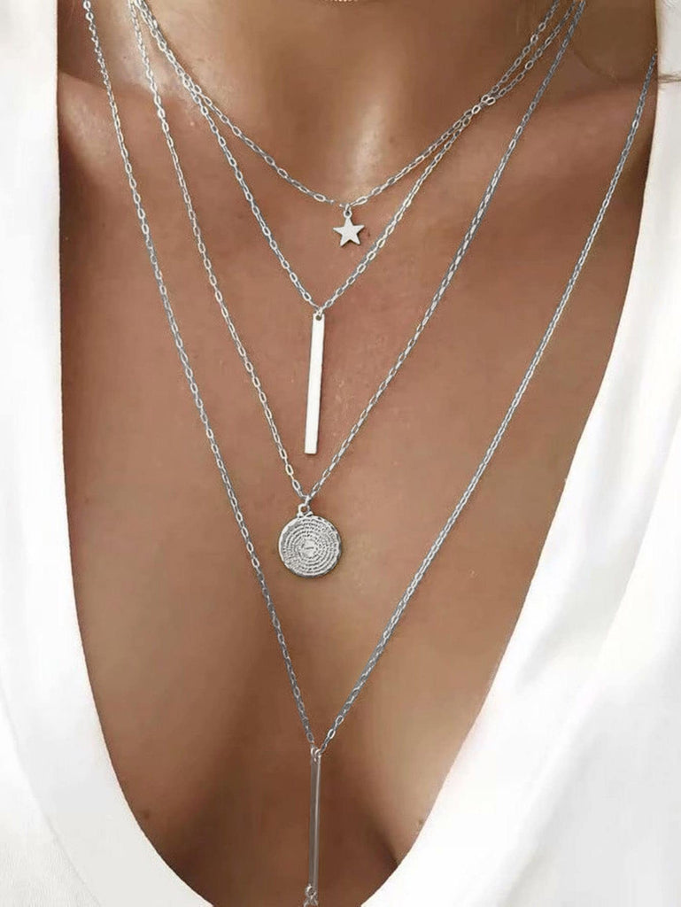 Star & Geometric Charm Layered Necklace
