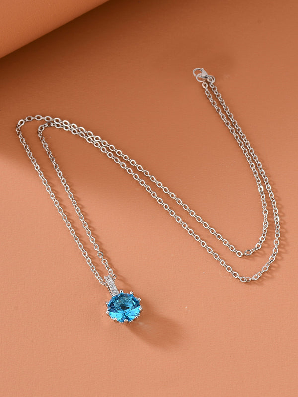 Round Zircon Charm Necklace