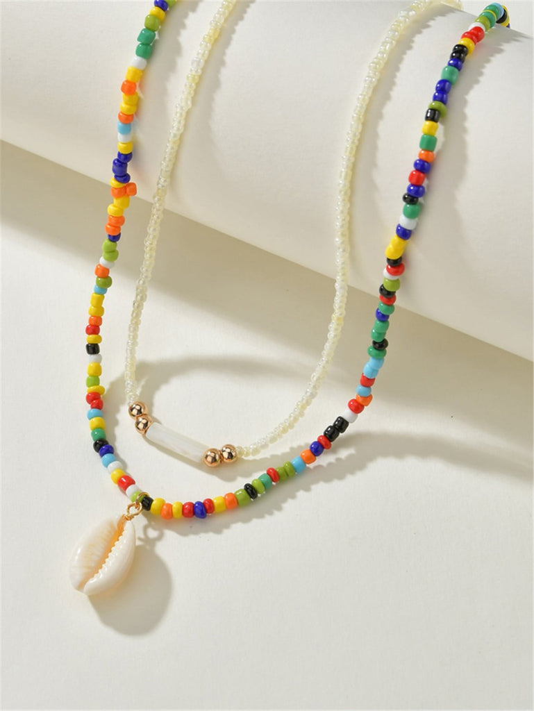 2pcs Conch Pendant Beaded Necklace