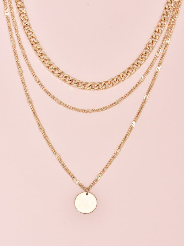 Disc Charm Layered Necklace