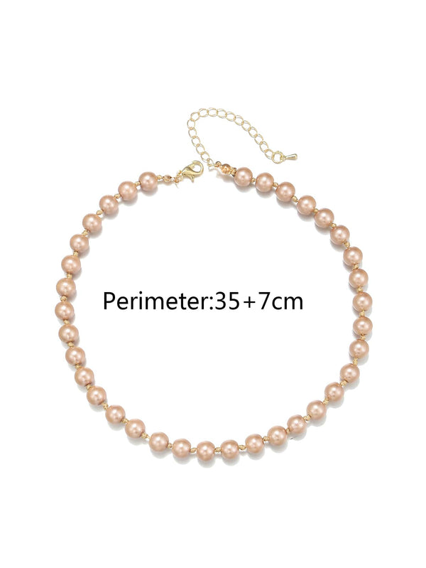 Faux Pearl Beaded Necklace