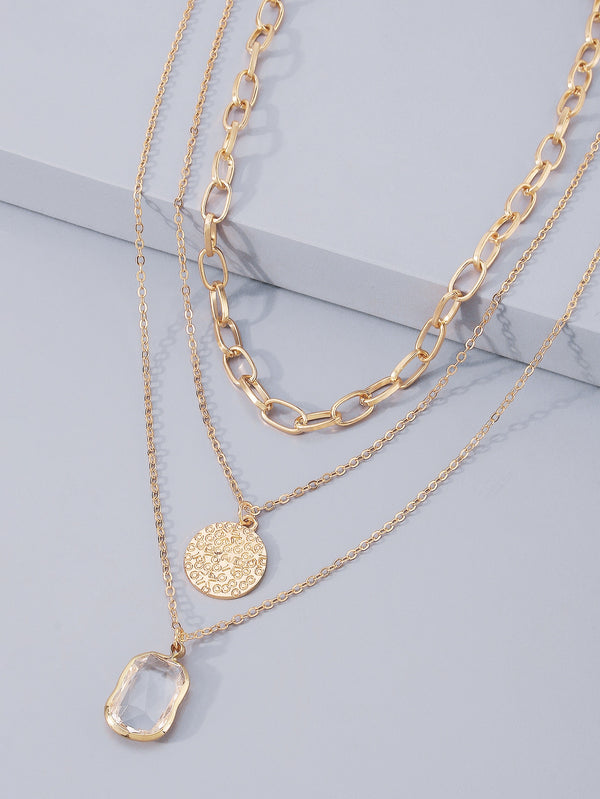 Round Charm Layered Necklace