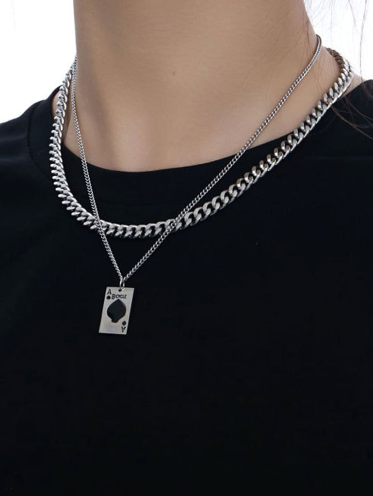 2pcs Men Heart Detail Geometric Charm Necklace