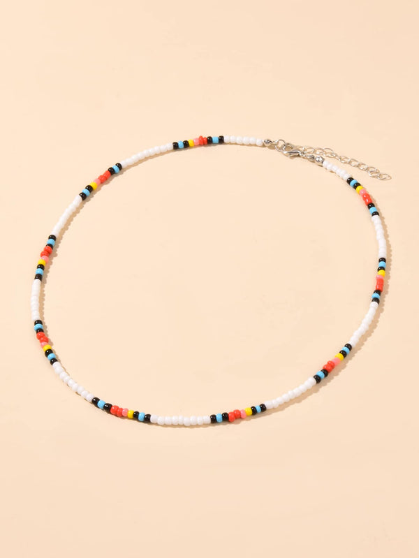 Color Block Beaded Necklace