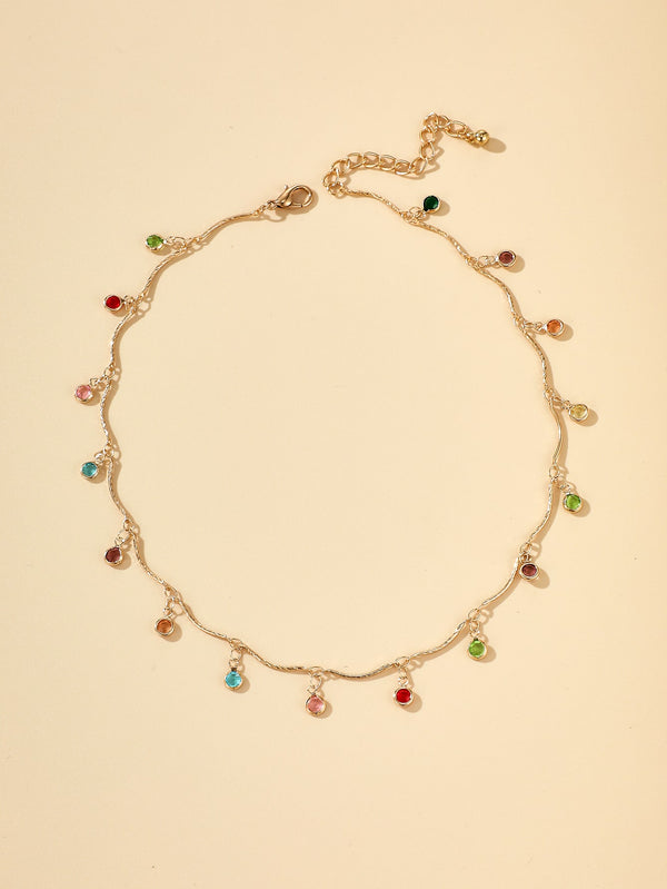 Colorful Rhinestone Decor Necklace