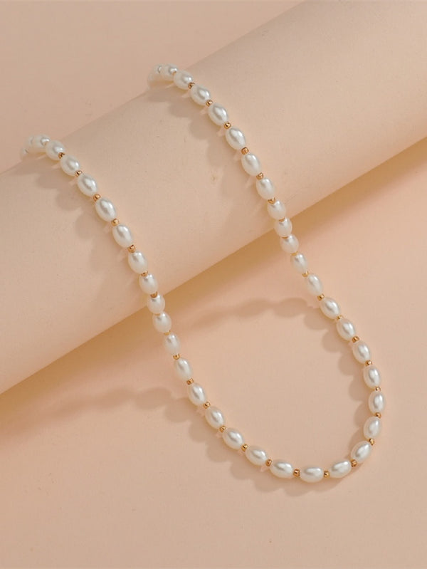 Faux Pearl Beaded Necklace