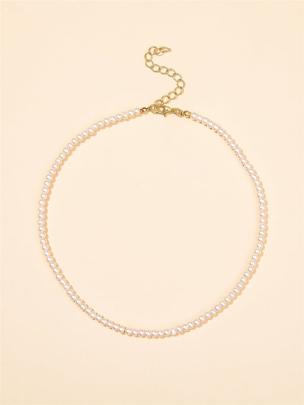 Faux Pearl Beaded Choker