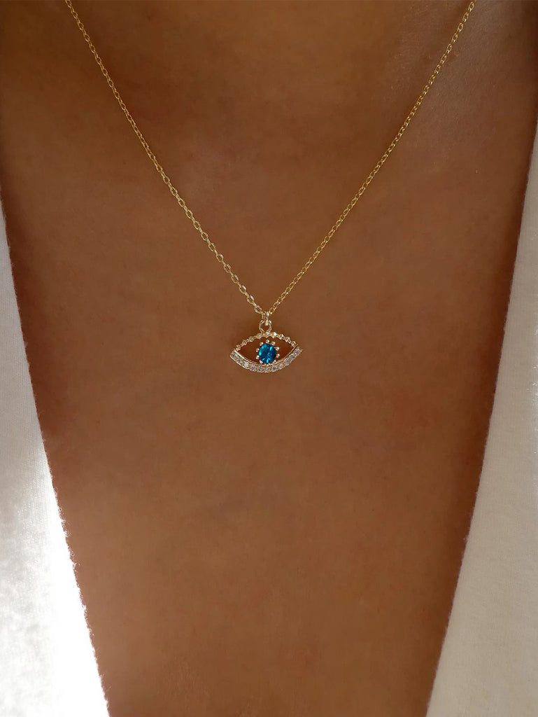 Rhinestone Eye Charm Necklace