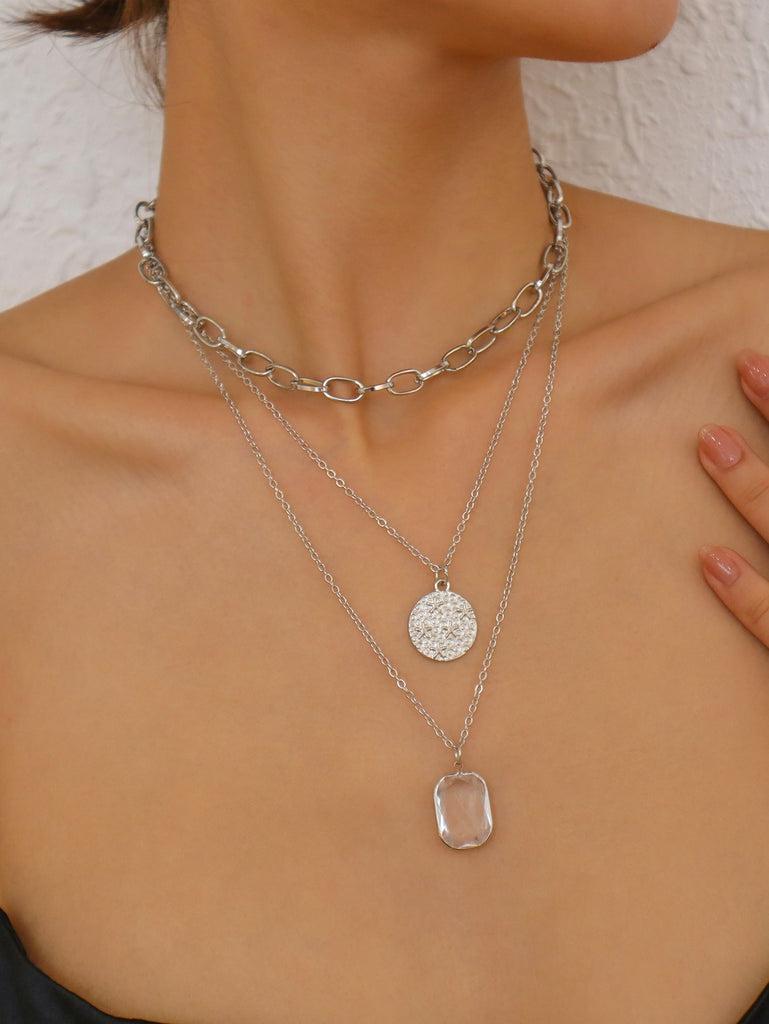 Round Charm Layered Necklace