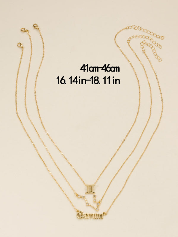 3pcs Zodiac Gemini Charm Necklace