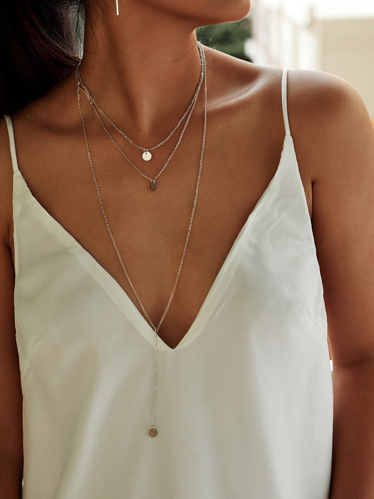 Sequin Pendant Design Chain Necklace Set