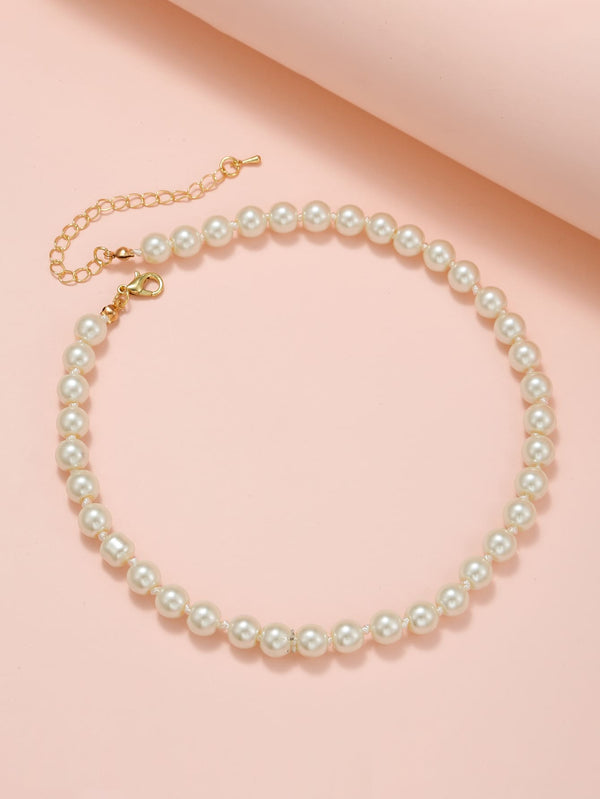 Faux Pearl Beaded Necklace