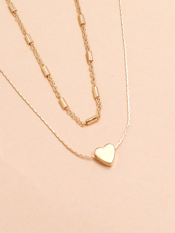 2pcs Heart Decor Necklace