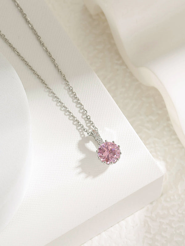 Round Zircon Charm Necklace