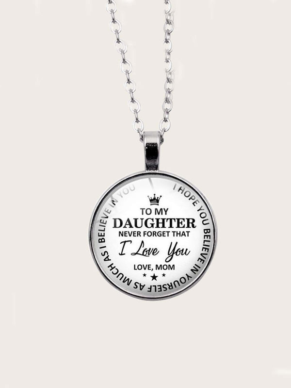 Letter Graphic Round Charm Necklace