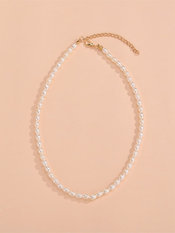 Faux Pearl Beaded Necklace