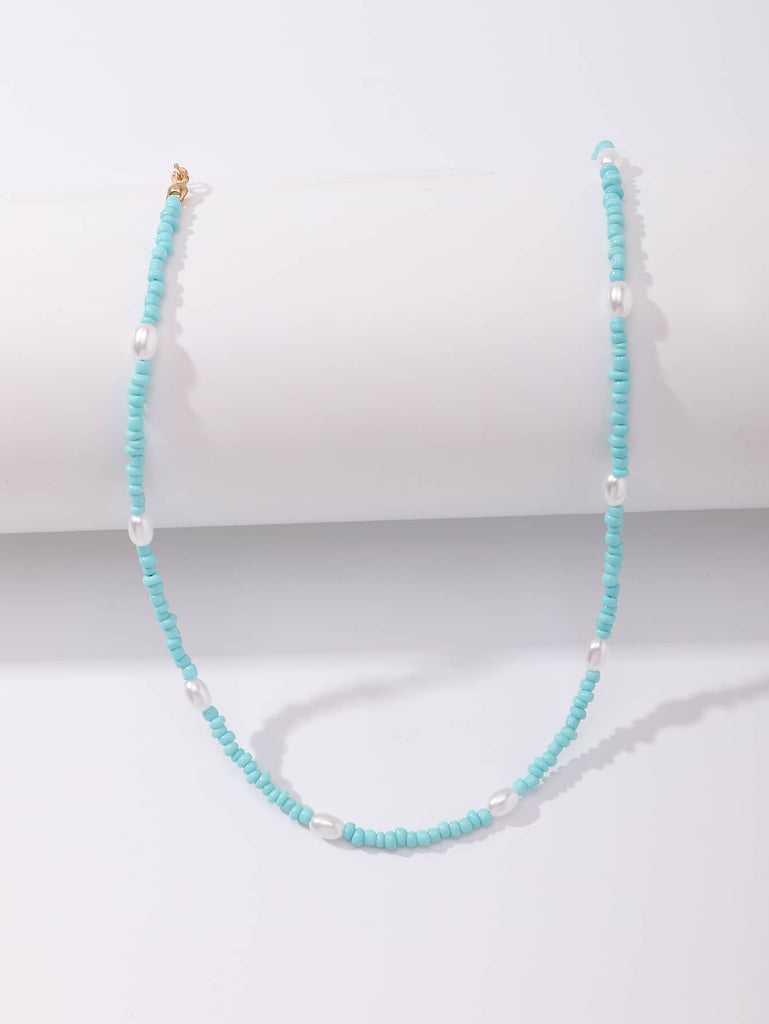 Faux Pearl Decor Beaded Necklace