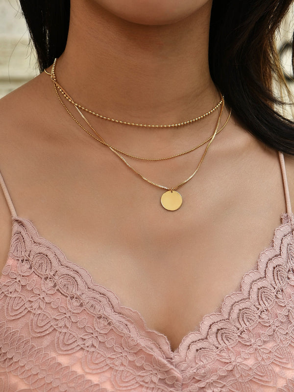 Disc Charm Layered Necklace