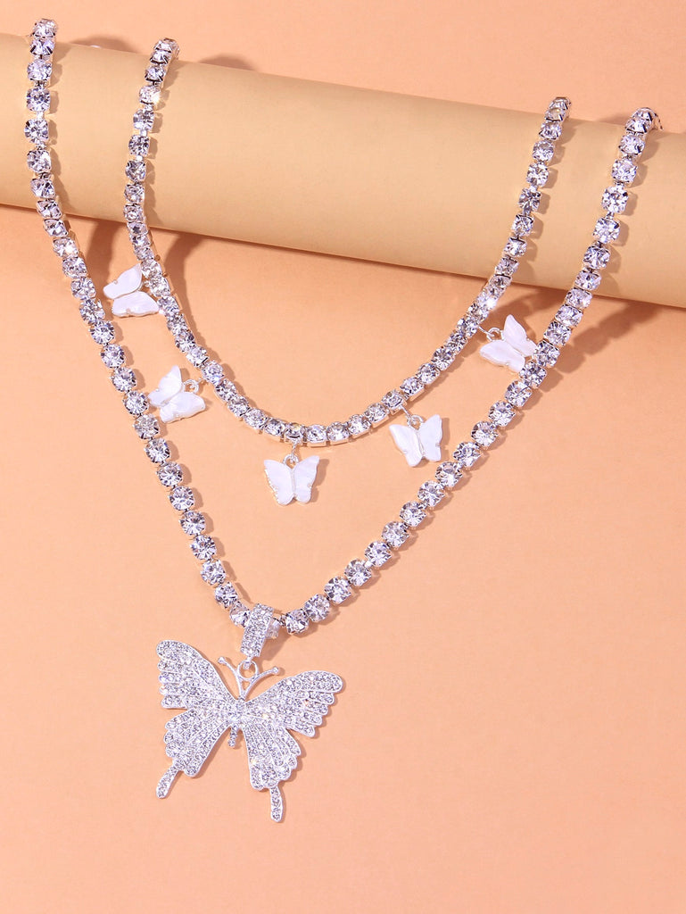 2pcs Butterfly Pendant Necklace