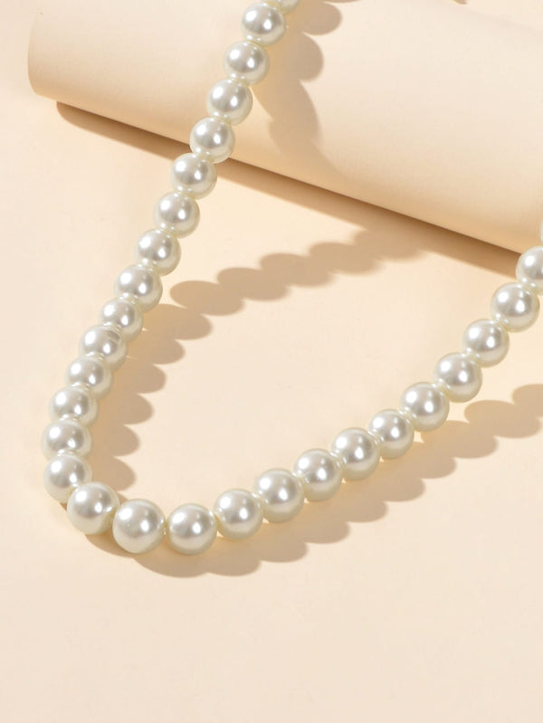 Faux Pearl Beaded Necklace