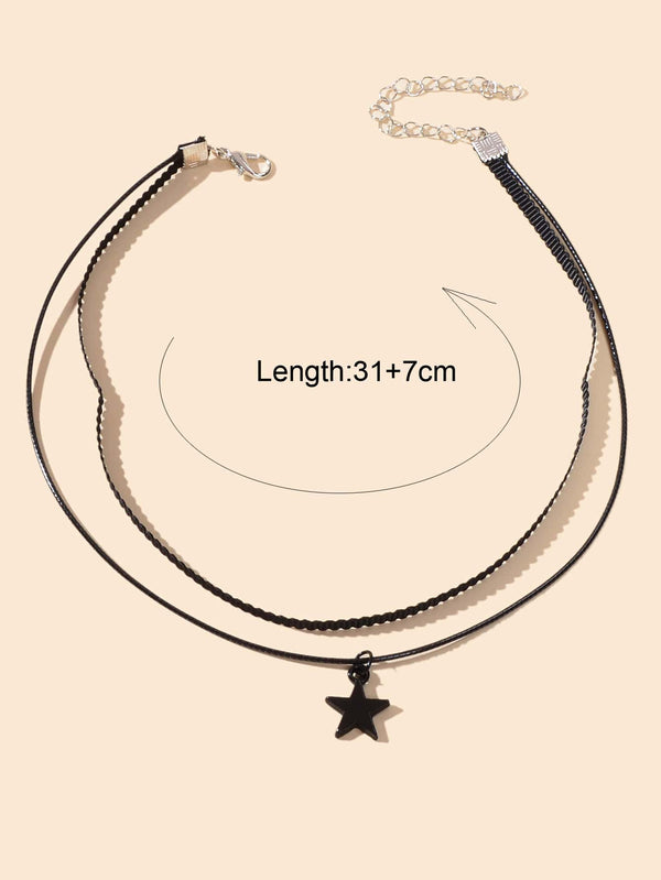 Star Pendant Layered Choker