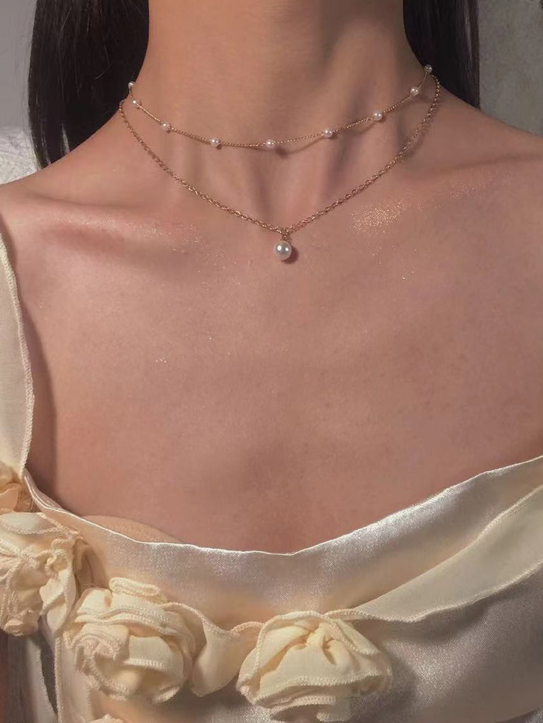 Faux Pearl Decor Layered Necklace