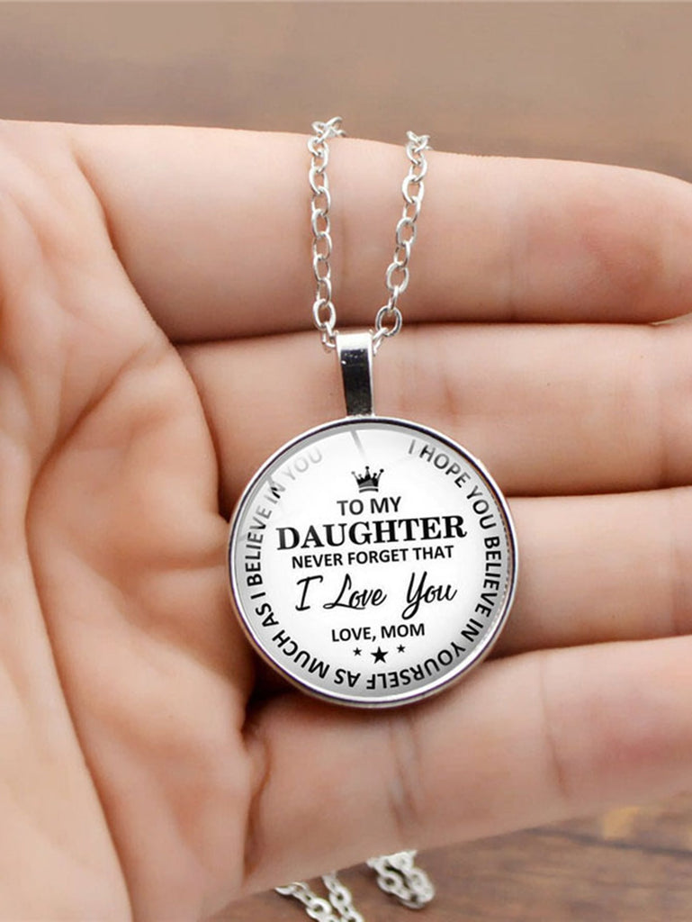 Letter Graphic Round Charm Necklace
