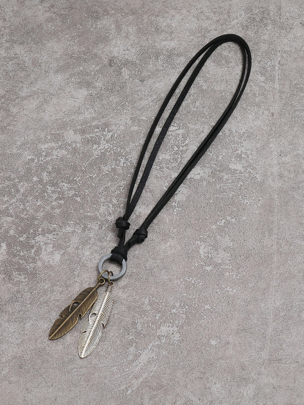 Men Feather Pendant Necklace