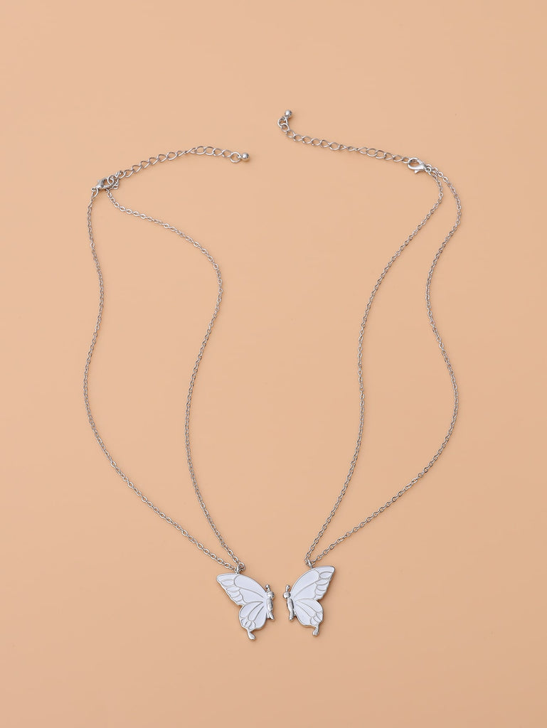 2pcs Butterfly Pendant Necklace