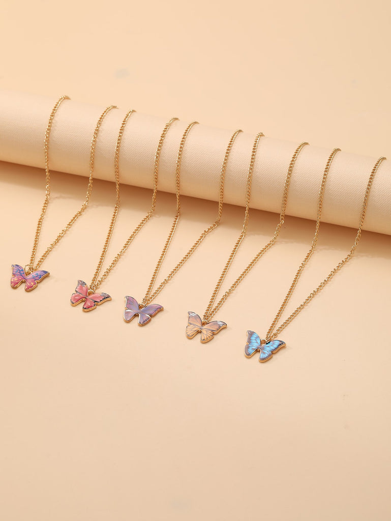 5pcs Butterfly Pendant Necklace