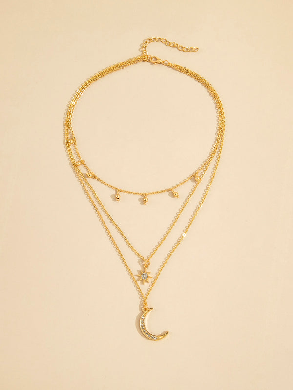 Moon Charm Layered Necklace