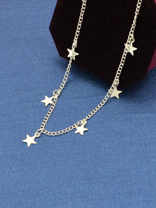 Silver Five-Star Pendant Simple Necklace