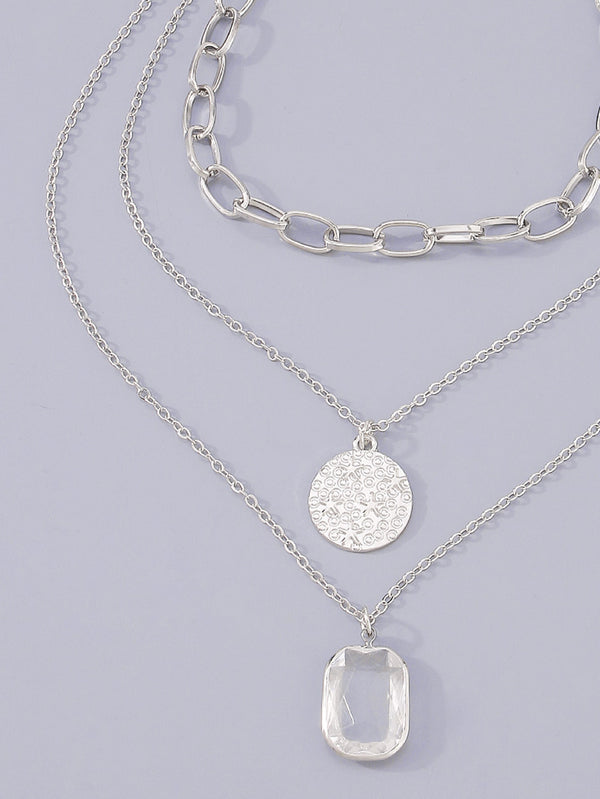 Round Charm Layered Necklace