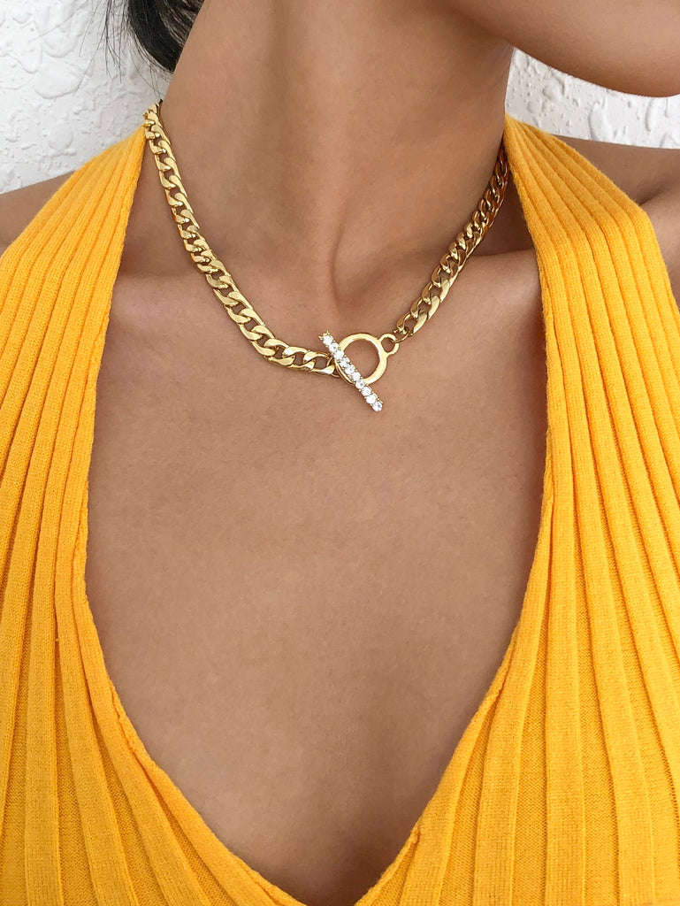 Rhinestone Decor Chain Necklace