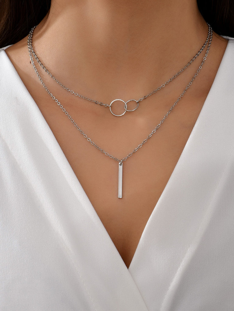 Circle Pendant Layered Necklace