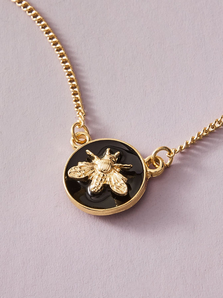 1pc Metallic Bee Charm Necklace