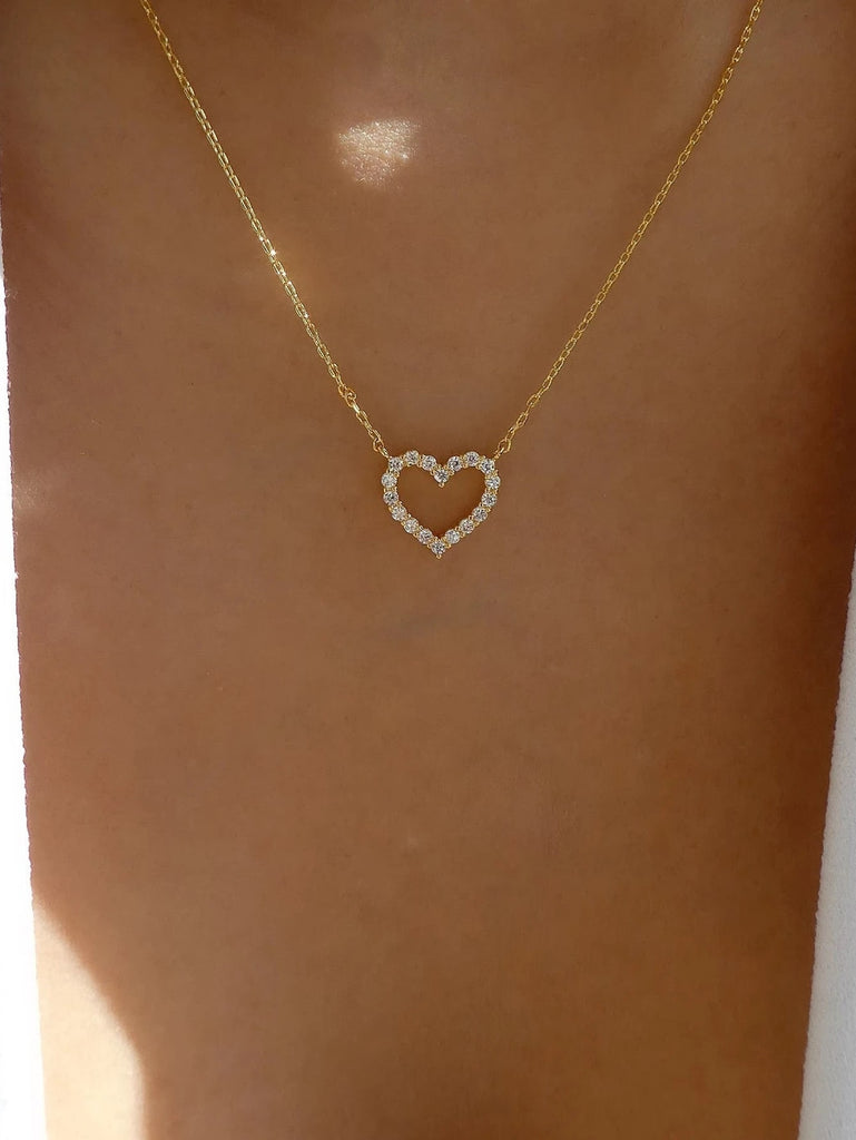 Rhinestone Heart Decor Necklace