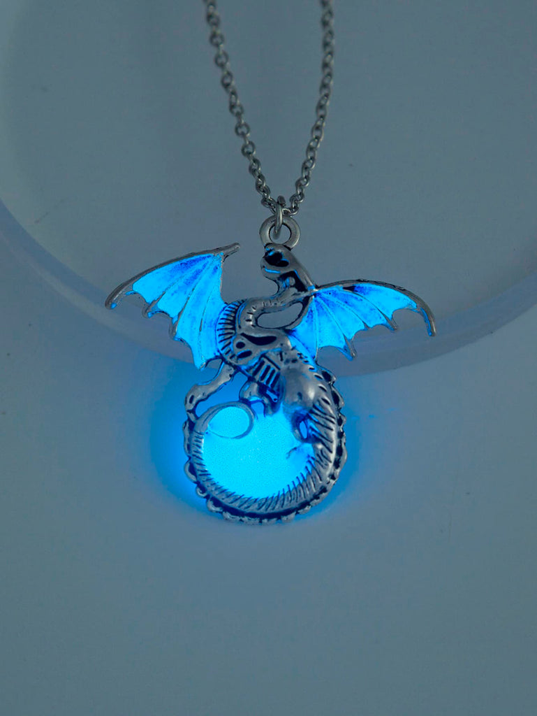 Men Glow In The Dark Dragon Charm Necklace