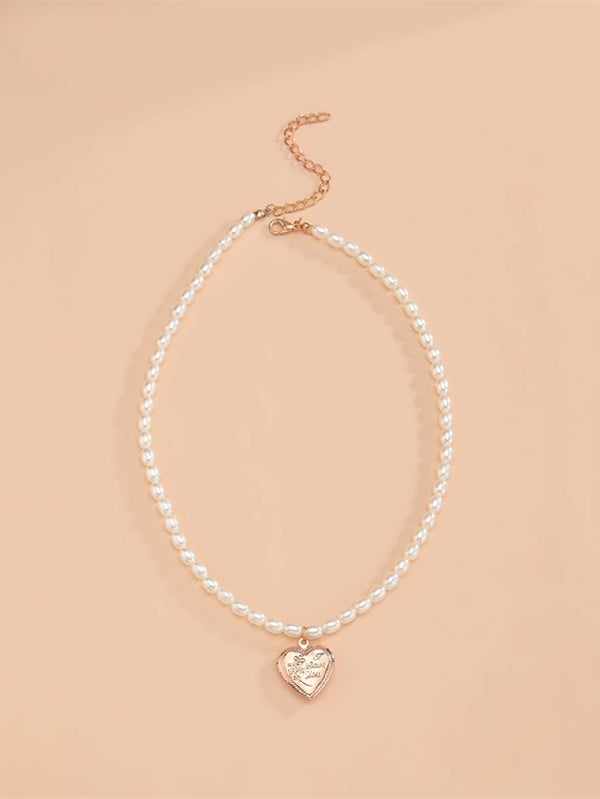 Heart Charm Beaded Necklace