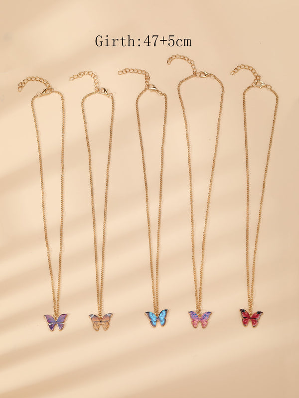 5pcs Butterfly Pendant Necklace