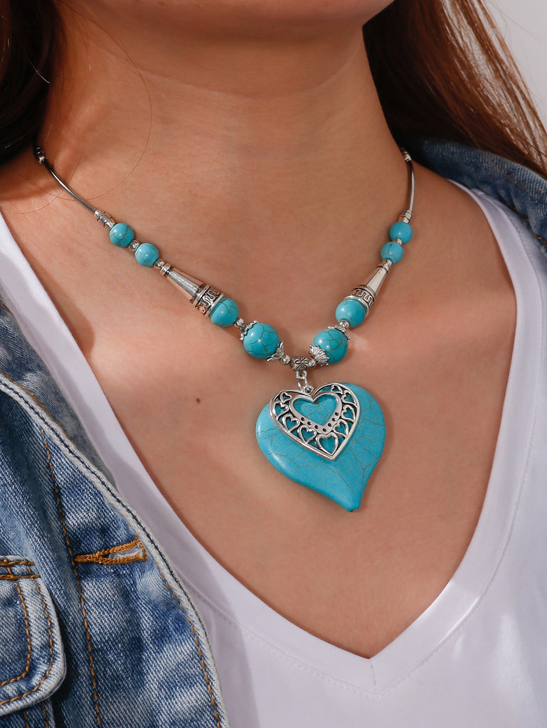 Heart Turquoise Charm Necklace