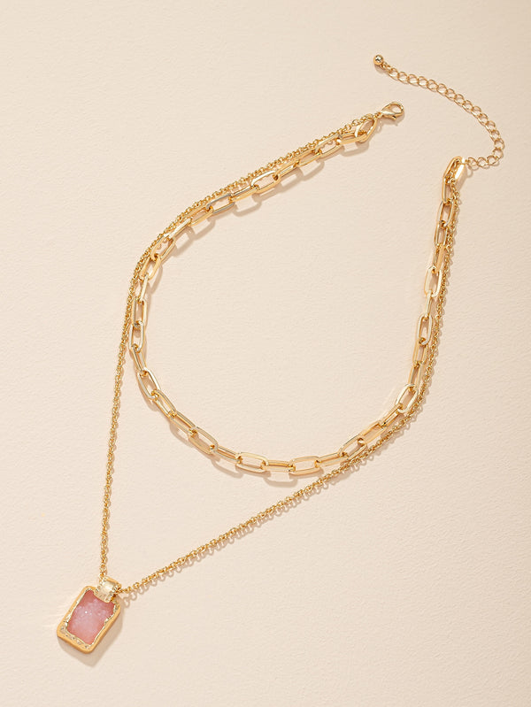 Geometric Charm Layered Necklace