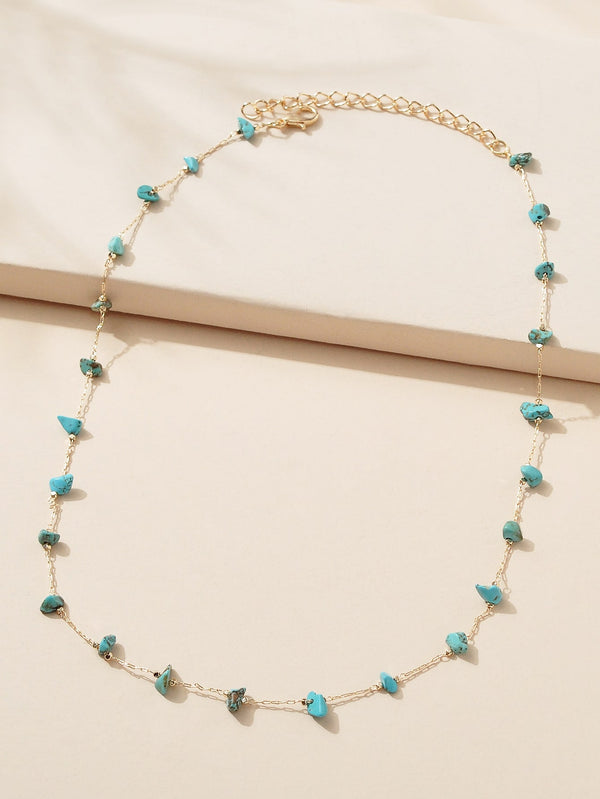 Turquoise Bead Decor Necklace