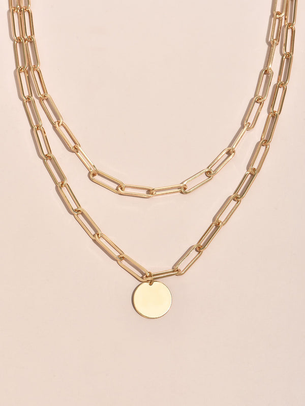 Round Charm Layered Necklace