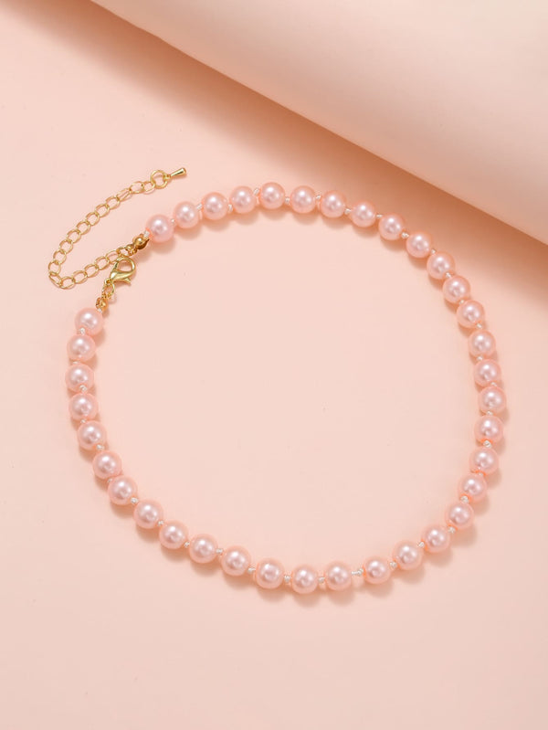 Faux Pearl Beaded Necklace