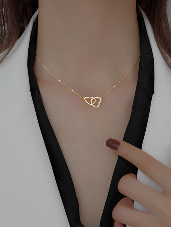 Double Heart Charm Necklace