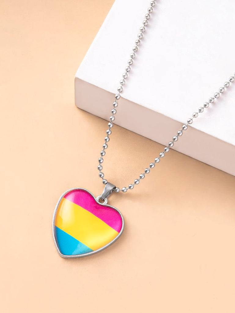 Pansexual Pride Flag Heart Pendant Necklace