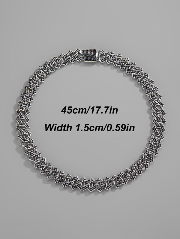 Men Rhinestone Decor Chain Necklace